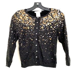 La Rok grey cardigan with gold and silver sequins